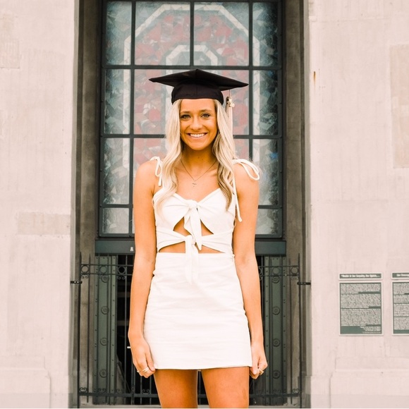 Revolve X Lovers + Friends Cream Tie Dress